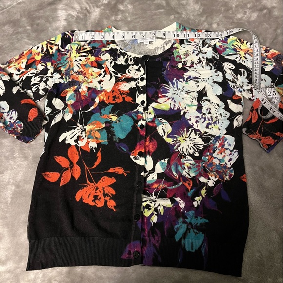 Joseph A. Abstract Floral Print Cardigan, Size L - Picture 7 of 11
